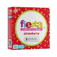 FIESTA Strawberry (Size 53mm) - Bao cao su rãnh gân hương dâu- Hộp 3 bao